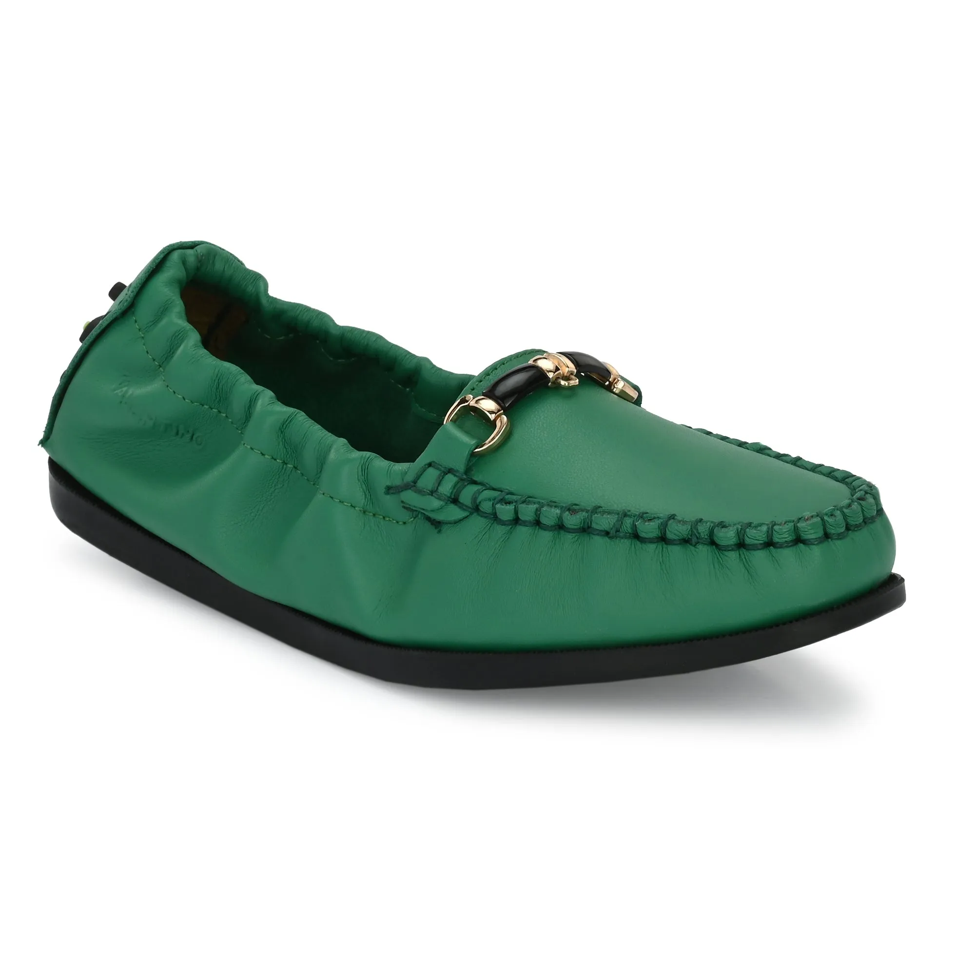 Women Premium Leather Neon Green Formal Slip On Flexible Loafer (W-Jenia-08-NeonGreen)