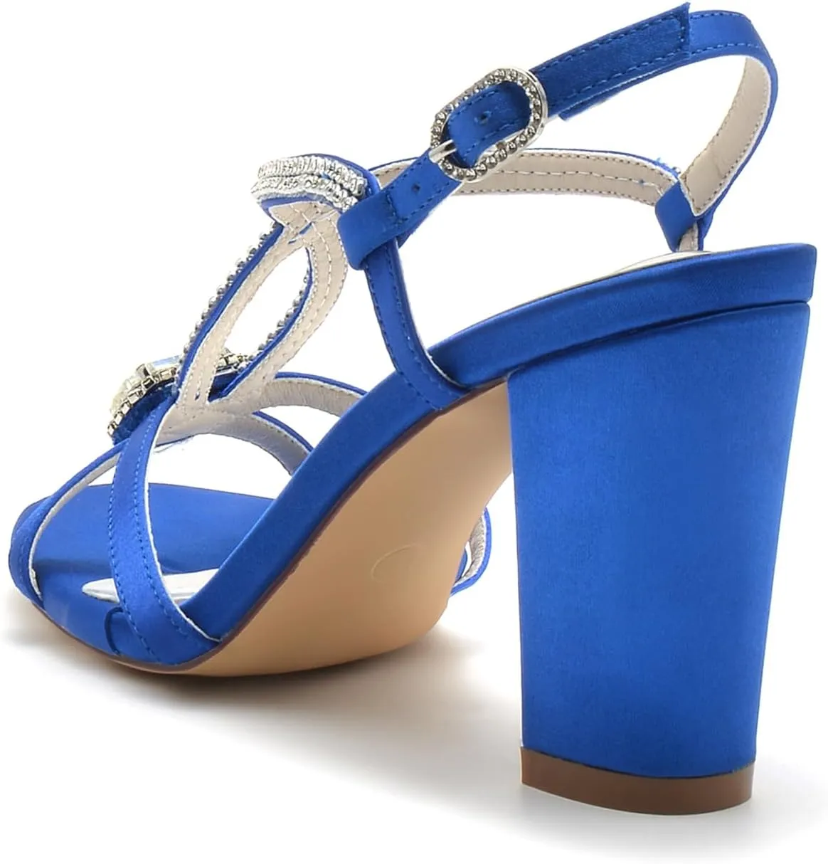 Women Rhinestone Open Toe Heel Shoes Strappy Wedding Party Bridal Sandals Evening Crisscross Straps High Heels