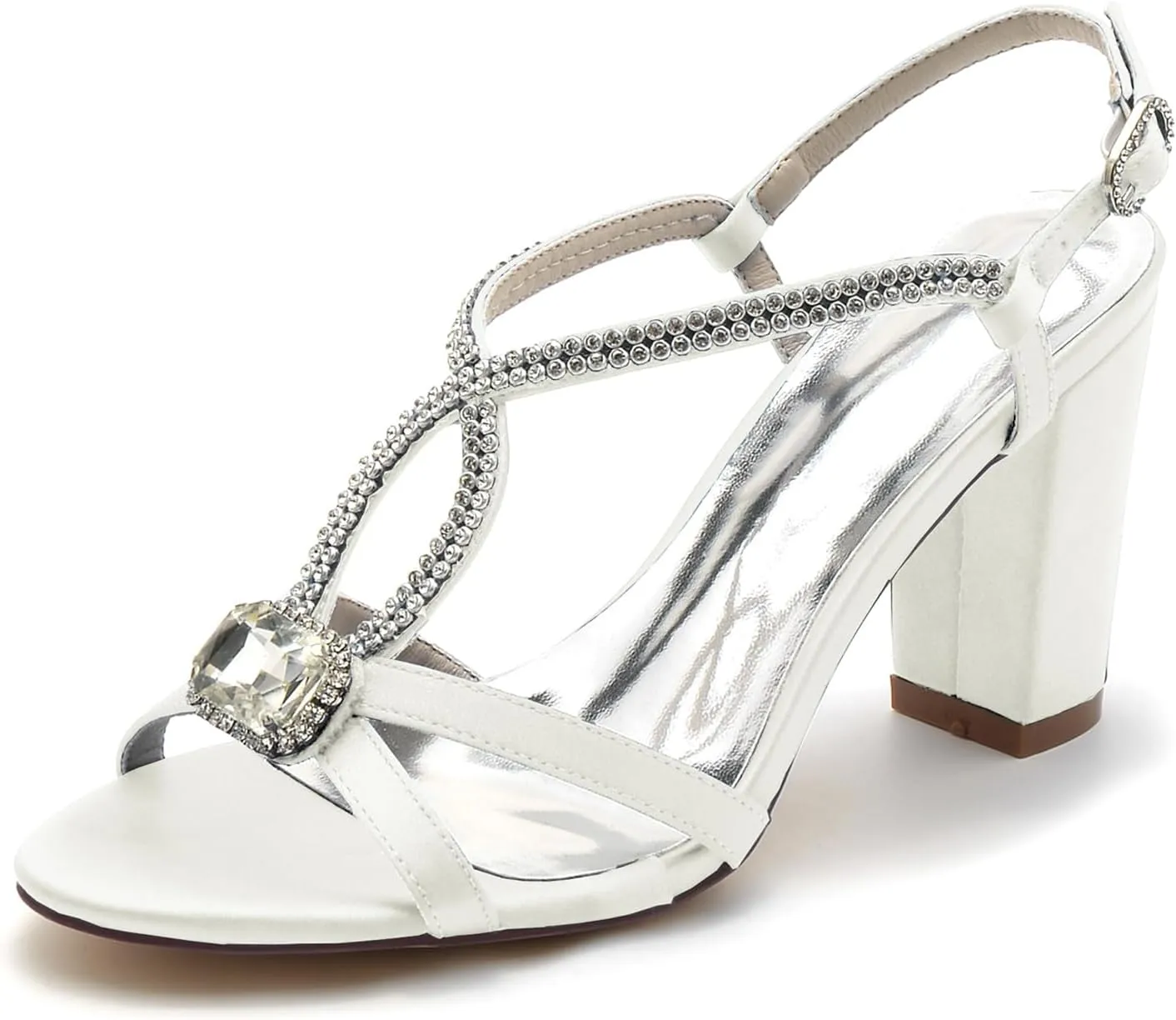 Women Rhinestone Open Toe Heel Shoes Strappy Wedding Party Bridal Sandals Evening Crisscross Straps High Heels