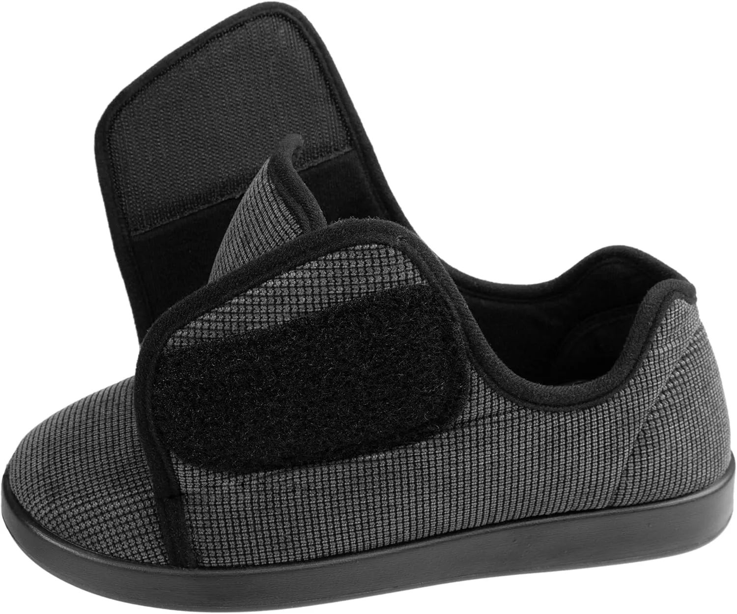 Women's Adaptive Slip-Resistant Wide Width Diabetic Comfort Slipper Shoe with Adjustable Hook-and-Loop Closure
