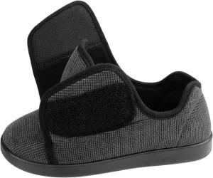 Women's Adaptive Slip-Resistant Wide Width Diabetic Comfort Slipper Shoe with Adjustable Hook-and-Loop Closure