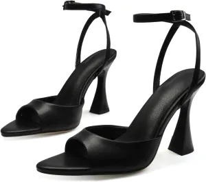 Women's Ankle Strap Fine Heeled Wedding Mesh Kitten Heels Sandals Pointed Open Toe Ankle Buckle Strap Summer Dress Shoes