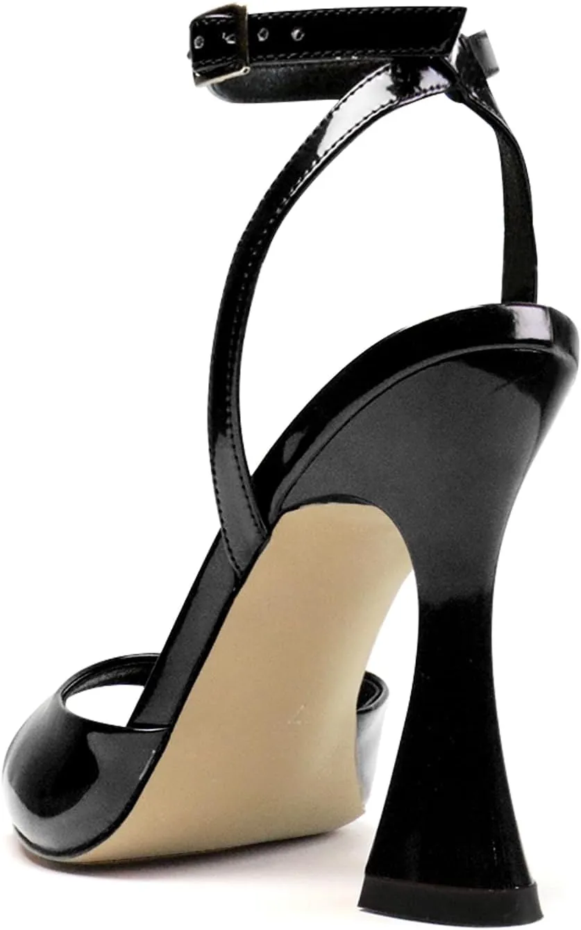 Women's Ankle Strap Fine Heeled Wedding Mesh Kitten Heels Sandals Pointed Open Toe Ankle Buckle Strap Summer Dress Shoes
