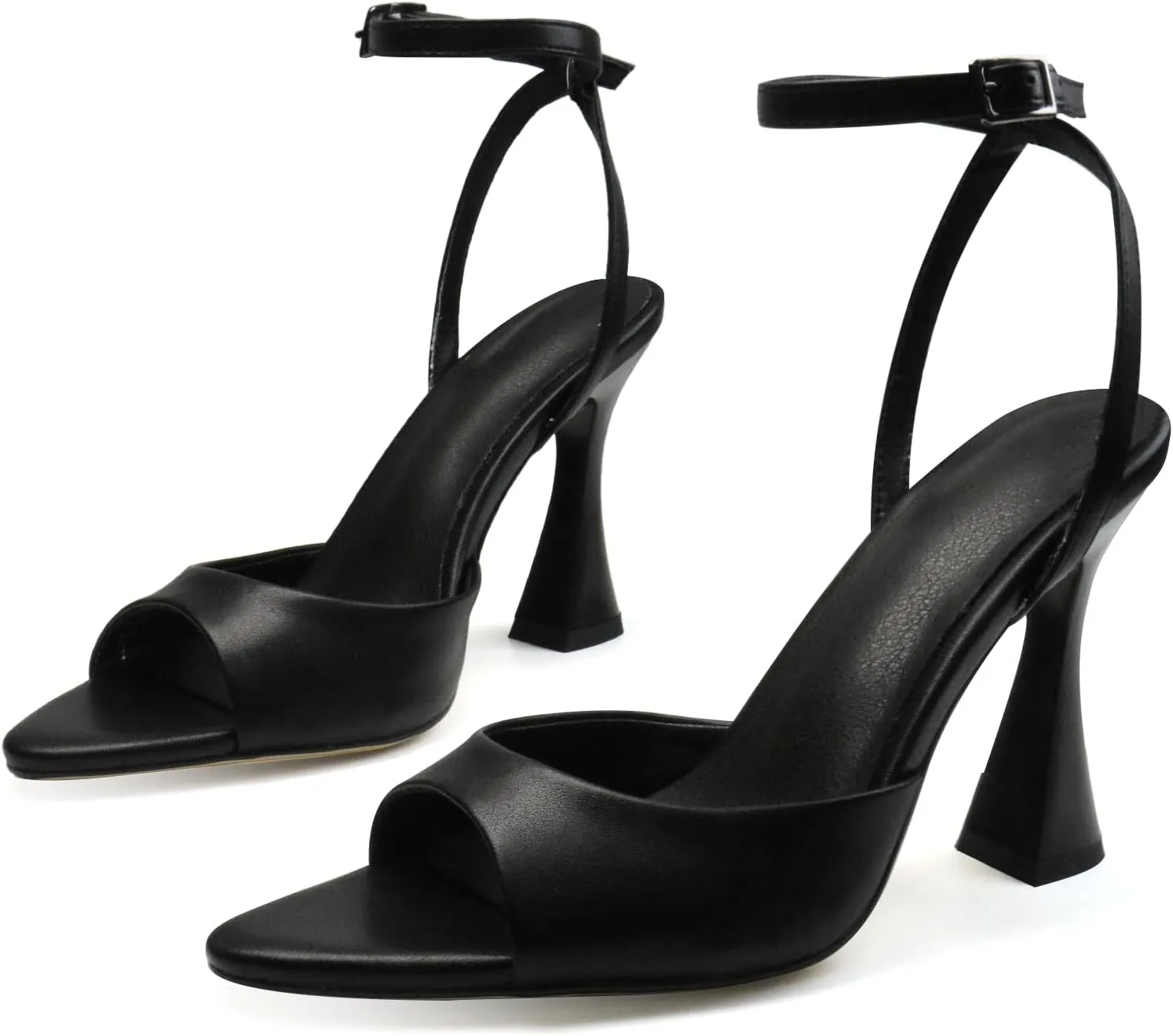 Women's Ankle Strap Fine Heeled Wedding Mesh Kitten Heels Sandals Pointed Open Toe Ankle Buckle Strap Summer Dress Shoes