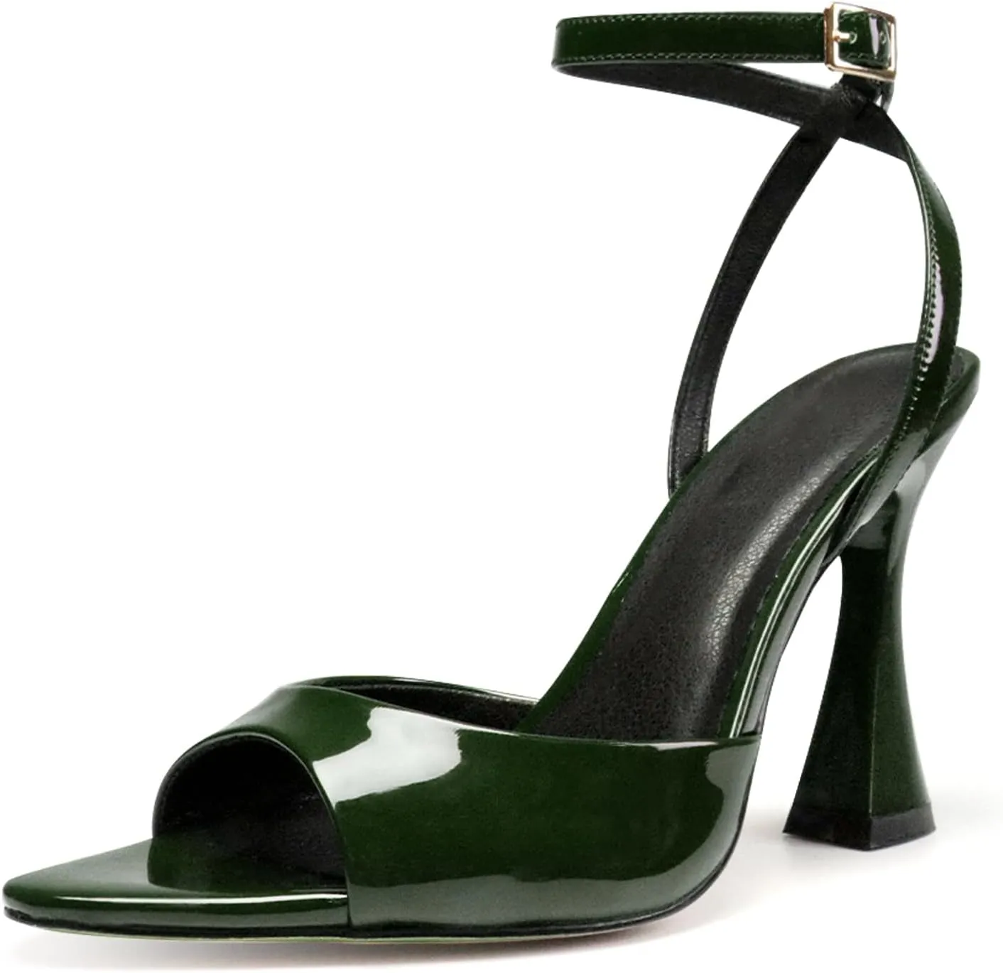 Women's Ankle Strap Fine Heeled Wedding Mesh Kitten Heels Sandals Pointed Open Toe Ankle Buckle Strap Summer Dress Shoes
