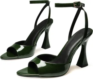 Women's Ankle Strap Fine Heeled Wedding Mesh Kitten Heels Sandals Pointed Open Toe Ankle Buckle Strap Summer Dress Shoes