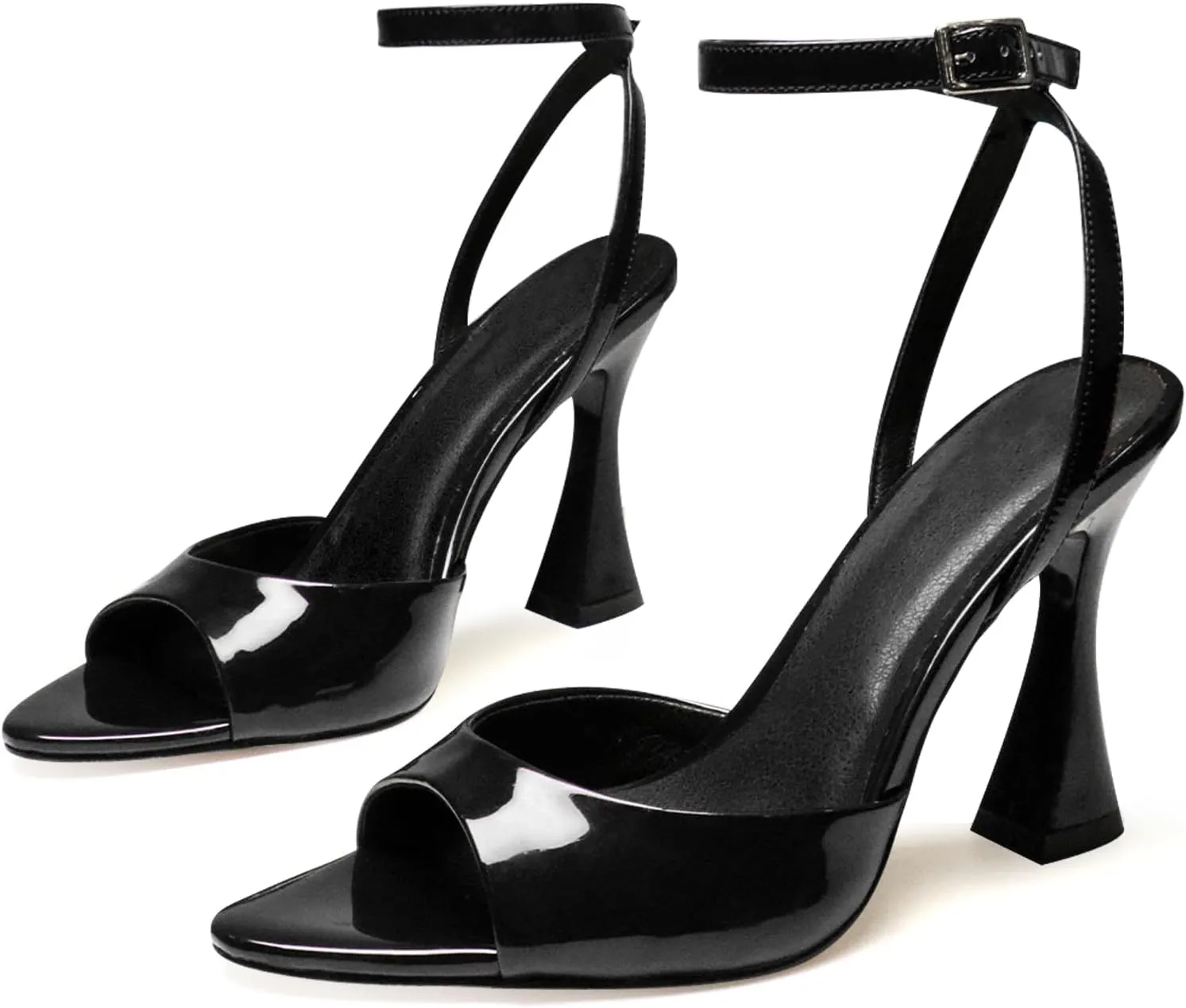 Women's Ankle Strap Fine Heeled Wedding Mesh Kitten Heels Sandals Pointed Open Toe Ankle Buckle Strap Summer Dress Shoes