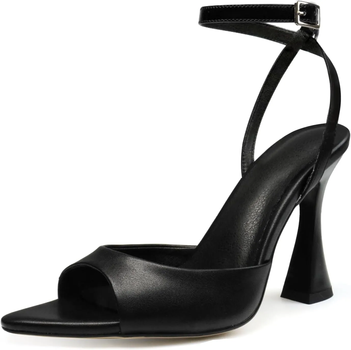Women's Ankle Strap Fine Heeled Wedding Mesh Kitten Heels Sandals Pointed Open Toe Ankle Buckle Strap Summer Dress Shoes