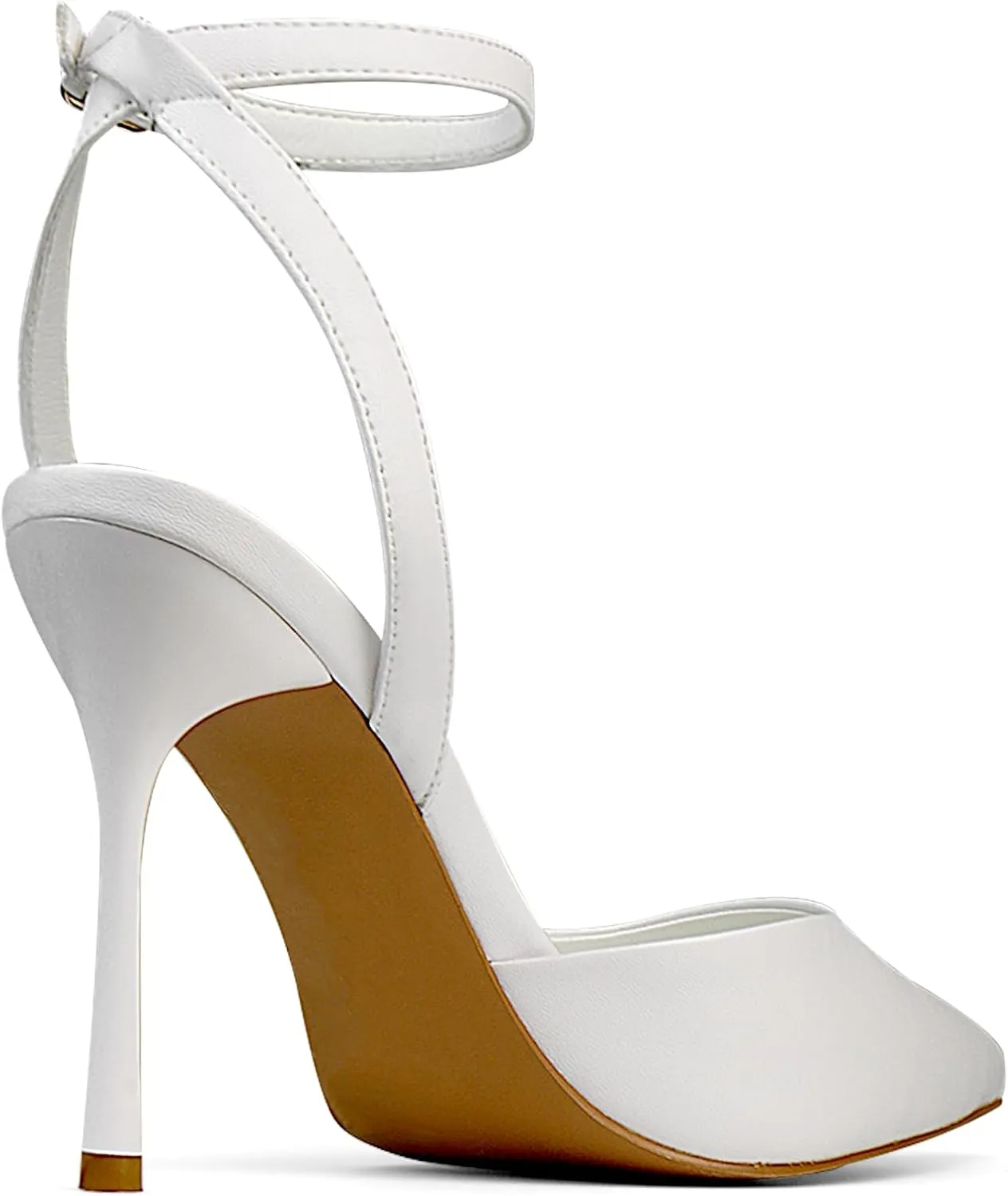 Women's Closed Toe Heeled Sandals Ankle Buckle Strap Mesh Shoes Funky Cowhide Pointed Dresses