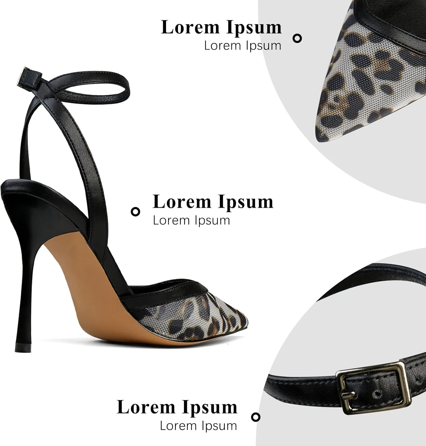 Women's Closed Toe Heeled Sandals Ankle Buckle Strap Mesh Shoes Funky Cowhide Pointed Dresses