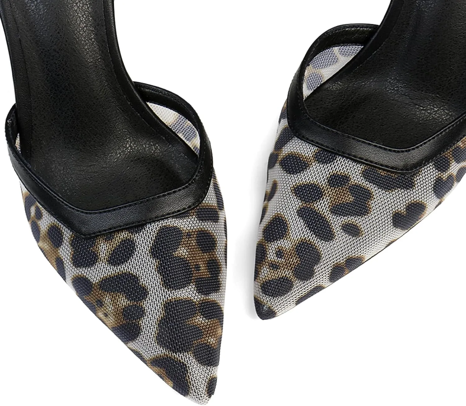 Women's Closed Toe Heeled Sandals Ankle Buckle Strap Mesh Shoes Funky Cowhide Pointed Dresses