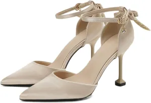 Womens Court Shoes Ankle Strap Pointed Toe Dress Sandals Ladies Wedding Party Bride Pumps Stiletto Heels