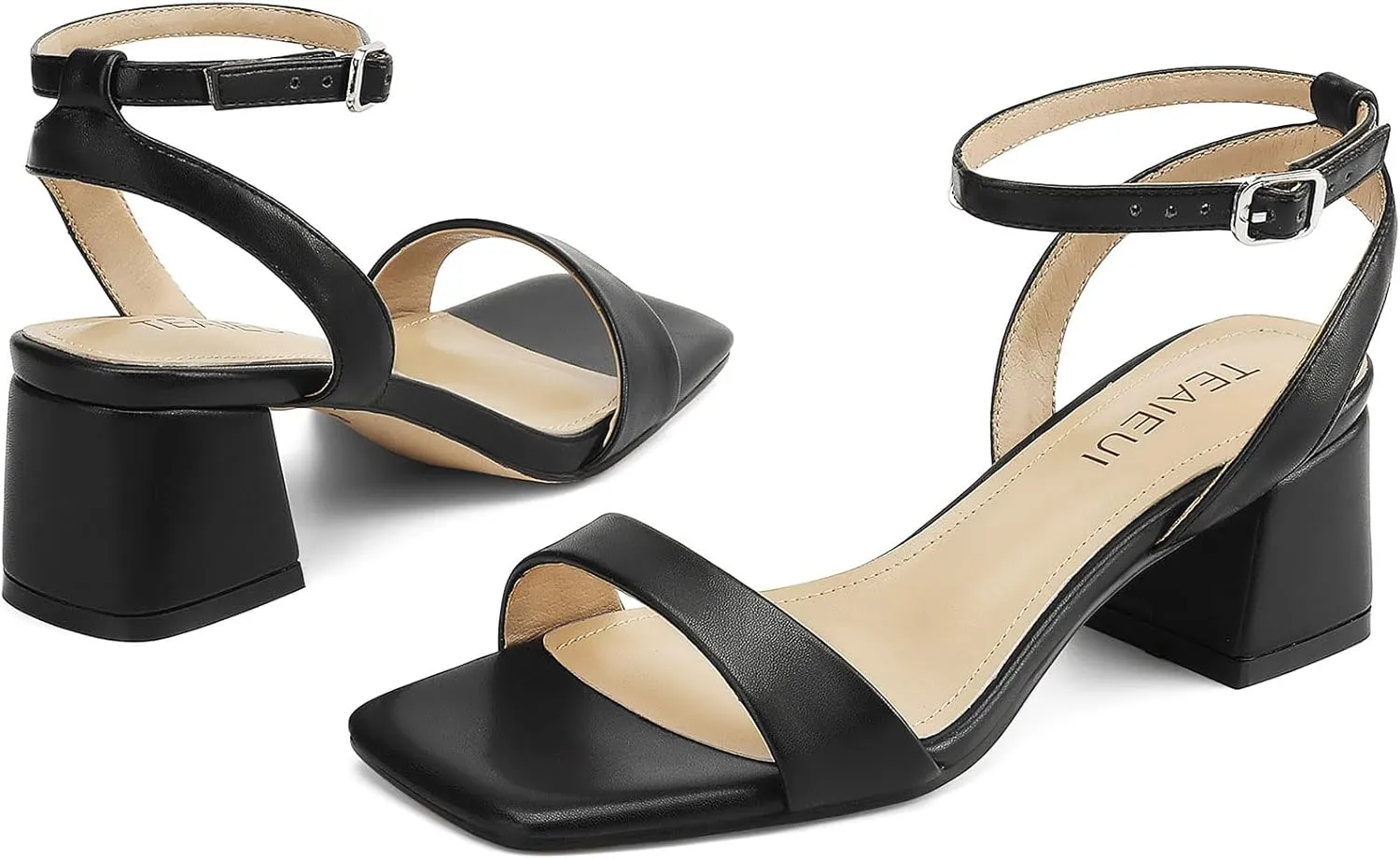 Women's Heeled Sandals Strappy Low Block Heels Chunky for Women Comfortable Ankle Strap Open Toe Party Wedding Dress Shoes for Women Dressy