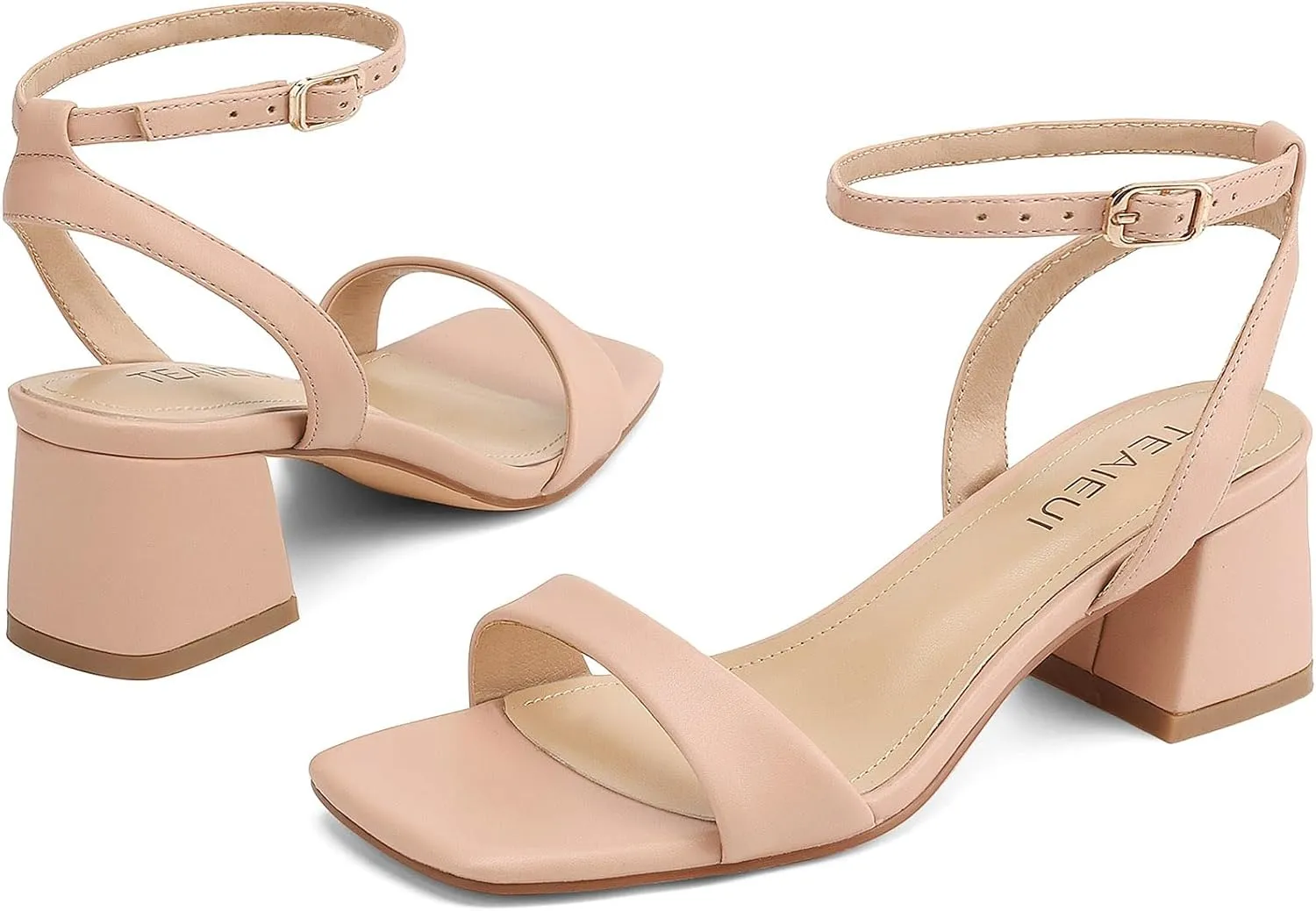 Women's Heeled Sandals Strappy Low Block Heels Chunky for Women Comfortable Ankle Strap Open Toe Party Wedding Dress Shoes for Women Dressy
