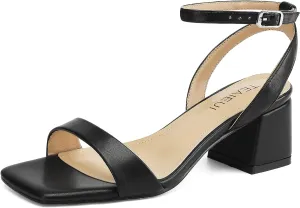 Women's Heeled Sandals Strappy Low Block Heels Chunky for Women Comfortable Ankle Strap Open Toe Party Wedding Dress Shoes for Women Dressy
