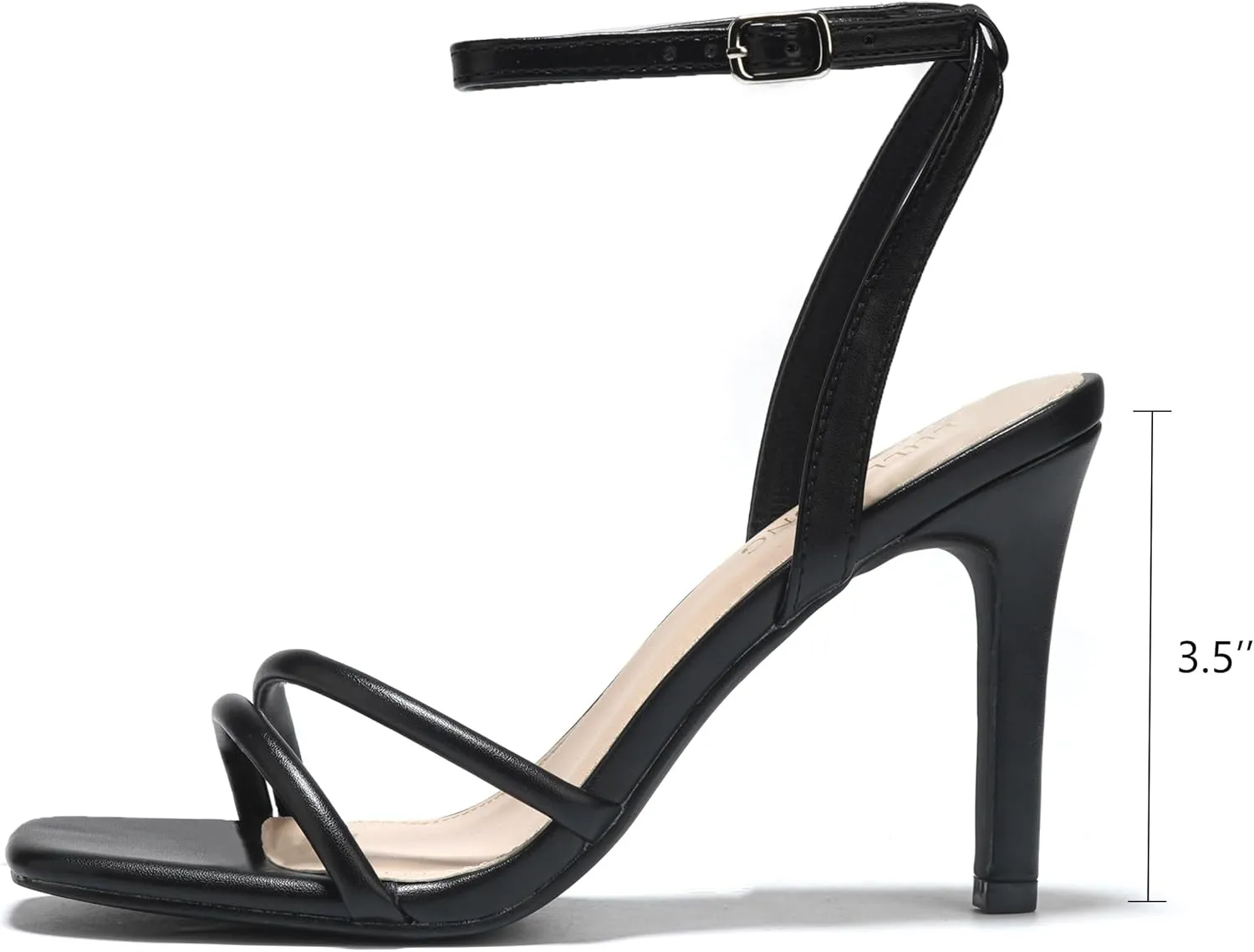 Women's Heels Strappy Ankle Strap High Heels 3.5 Inch Heeled Square Open Toe Sandals for Women