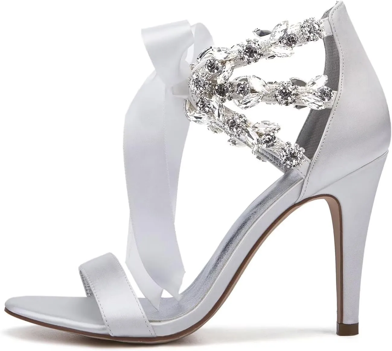 Women's High Heeled Wedding Sandals for Women Bridal Shoes Ankle Strap Stilettos Round Open Toe Dressy Shoes