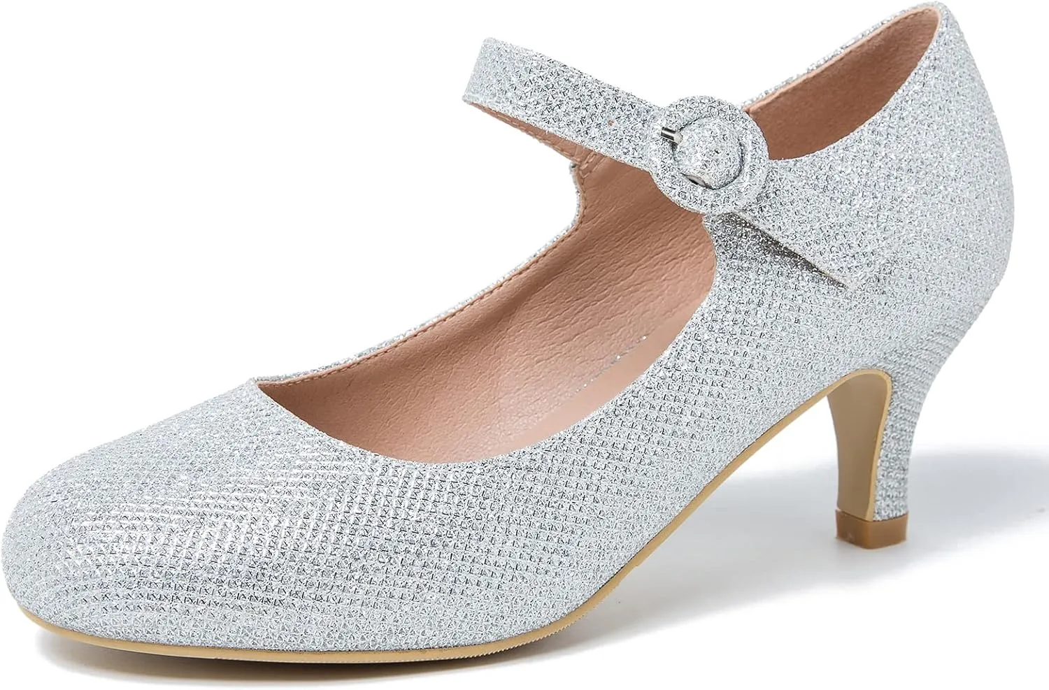 Women's Mary Jane Kitten Heel Pumps Round Closed Toe Mid Low Heels Ankle Strap Dress Office Work Bridal Wedding Party Shoes