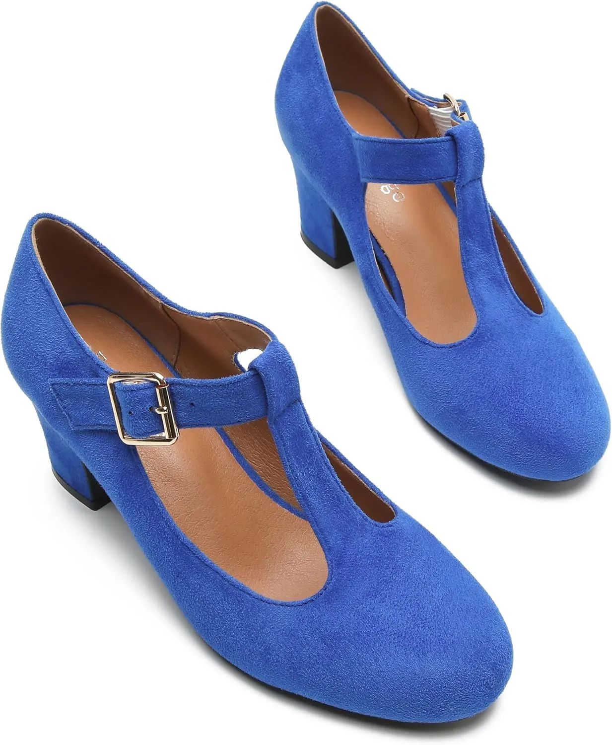 Women's Mary Jane Pumps T-Strap Block Chunky High Heels Ankle Strap Buckle Comfortable Wedding Dress Evening Party Shoes