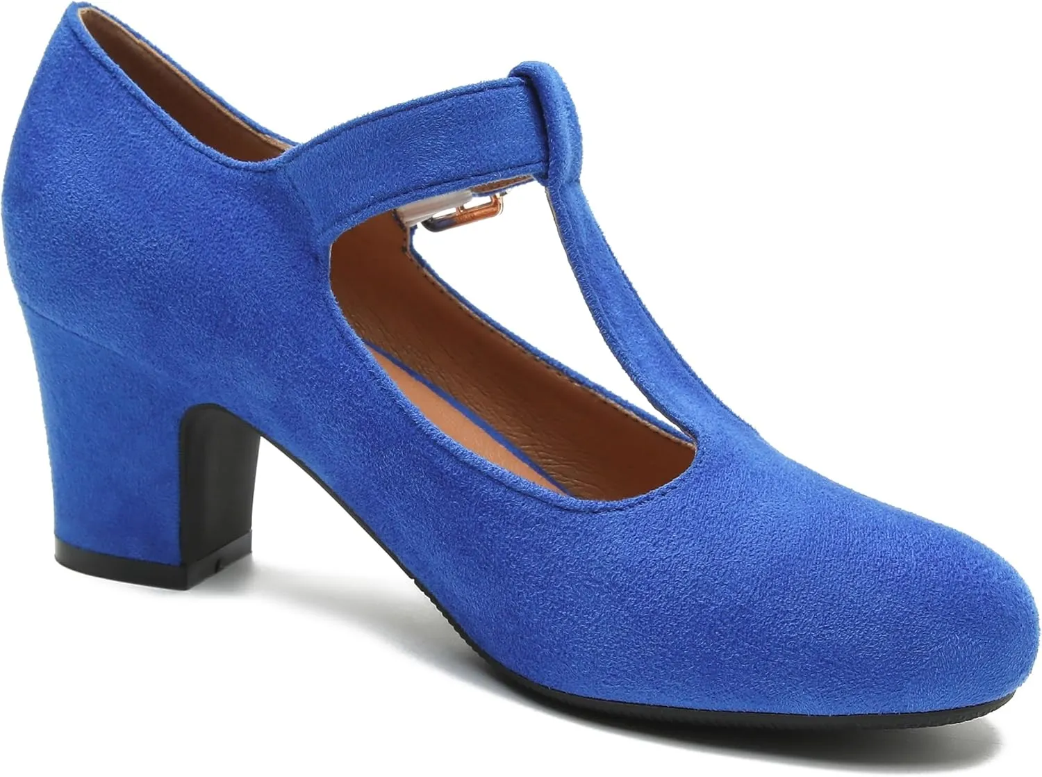 Women's Mary Jane Pumps T-Strap Block Chunky High Heels Ankle Strap Buckle Comfortable Wedding Dress Evening Party Shoes