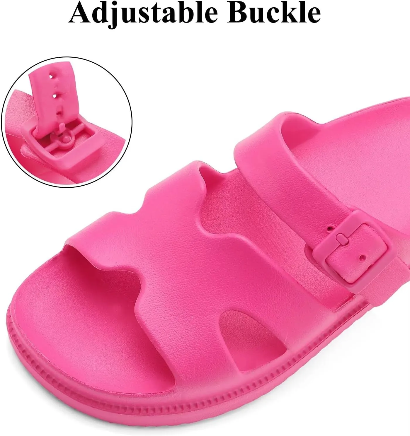 Womens Platform Sandals with Arch Support, Summer Beach Slides Adjustable Buckle, Women Comfort Lightweight Chunky Cushion Slip on H-Strap Sandal