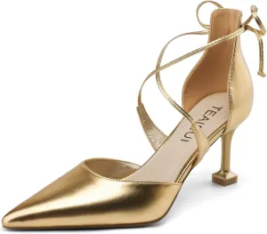 Women's Pumps Kitten Heels for Women Dressy Pointed Toe Heels Womens Dress Shoes Closed Toe Formal Shoes Strappy