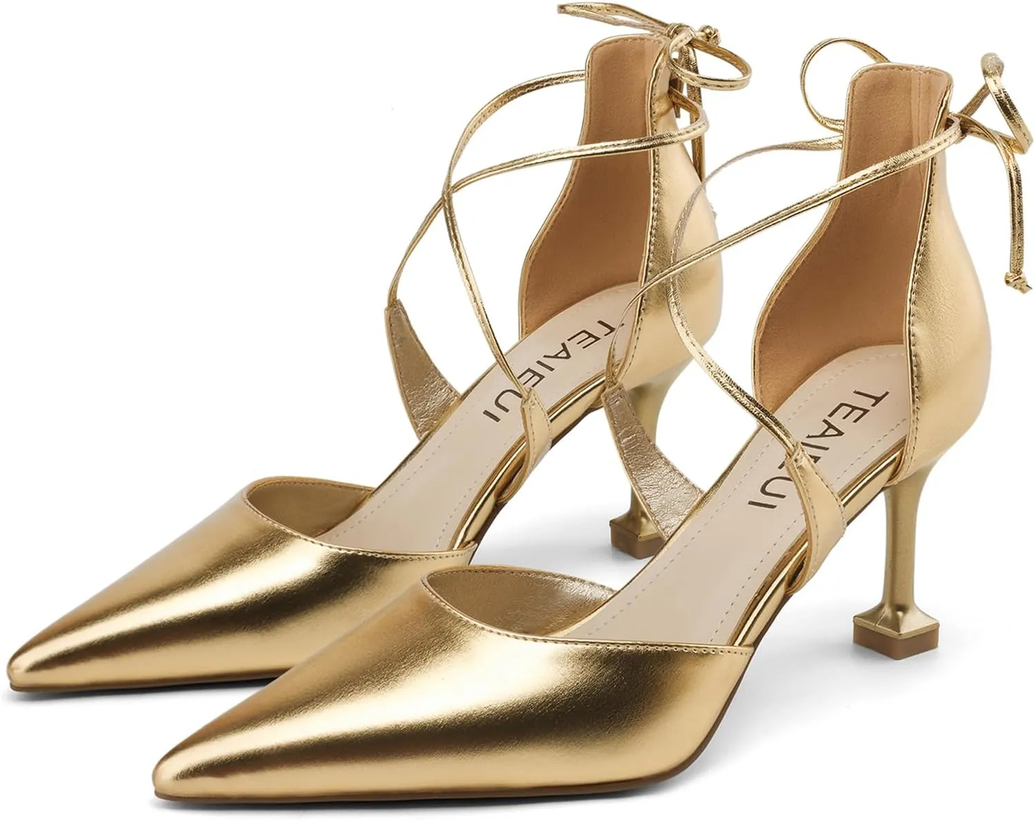 Women's Pumps Kitten Heels for Women Dressy Pointed Toe Heels Womens Dress Shoes Closed Toe Formal Shoes Strappy