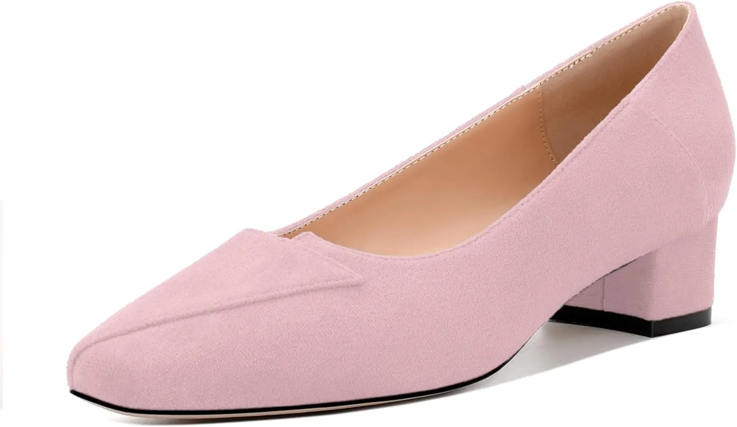 Womens Pumps, Low Chunky Block Heels for Women, Square Toe Womens Dress Shoes for Party and Office, Patent Dress Pumps