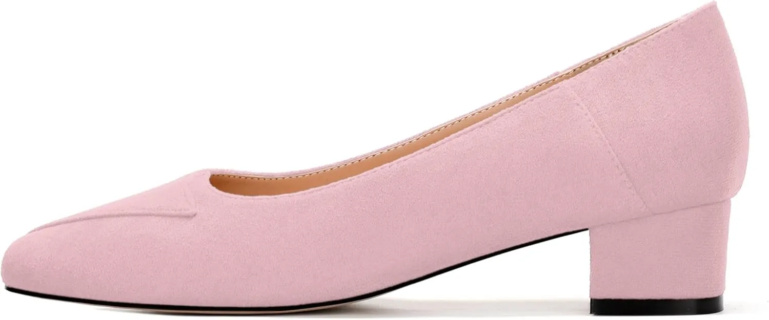 Womens Pumps, Low Chunky Block Heels for Women, Square Toe Womens Dress Shoes for Party and Office, Patent Dress Pumps