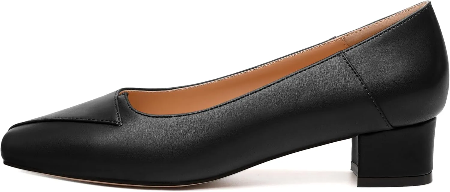 Womens Pumps, Low Chunky Block Heels for Women, Square Toe Womens Dress Shoes for Party and Office, Patent Dress Pumps