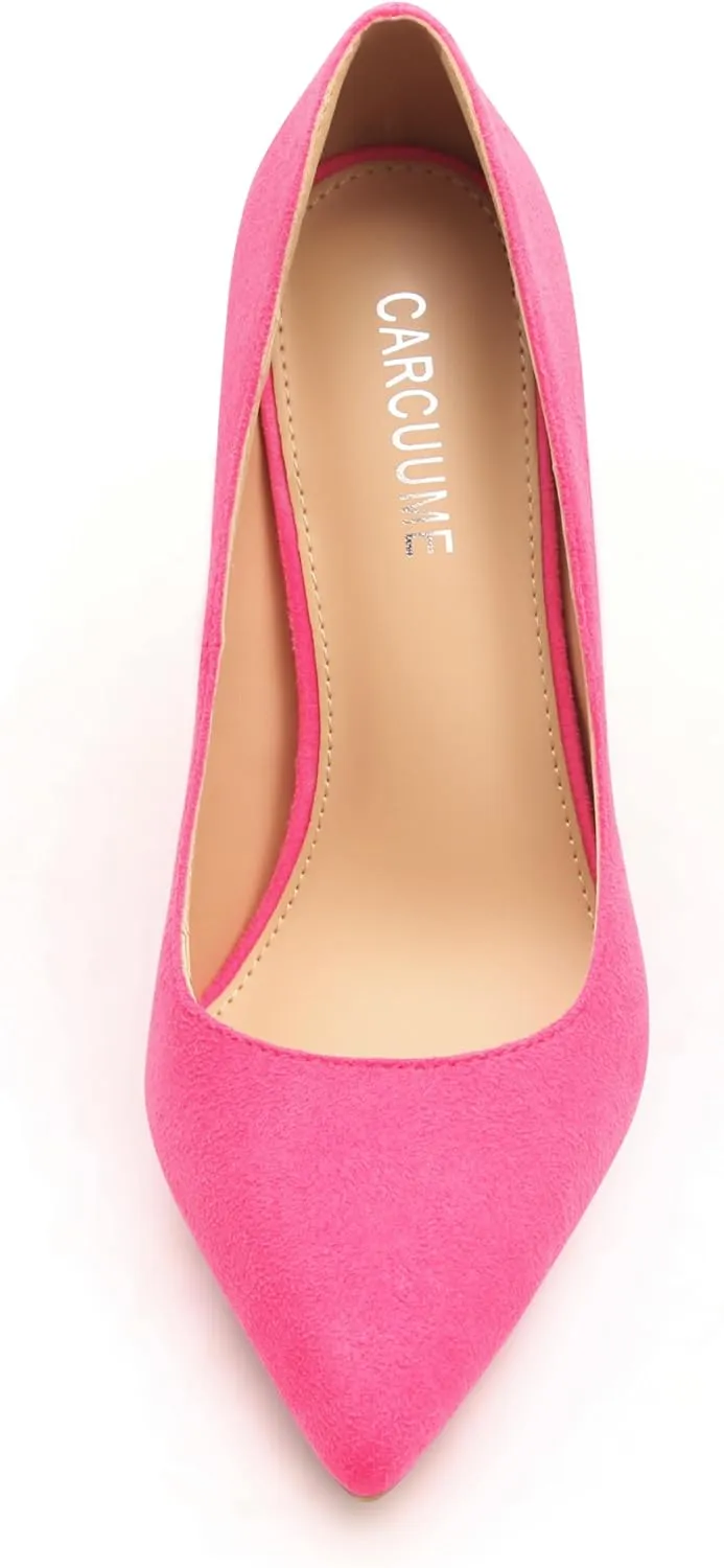 Women's Pumps Slip On High Heels with Pointed Toe 4.1 Inch Stiletto Bridal Party Dress Heels for Casual