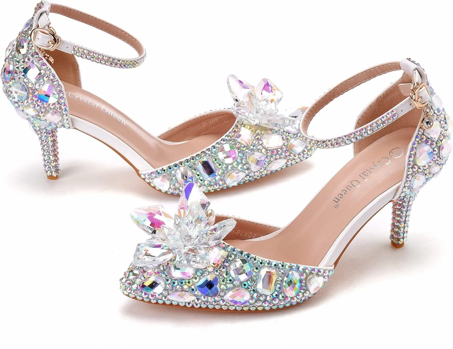 Women's Rhinestone Wedding Shoes Thin Heels Pointed Toe Stiletto Heels Party Pumps Sandals Crystal Dress Evening Heels Shoes