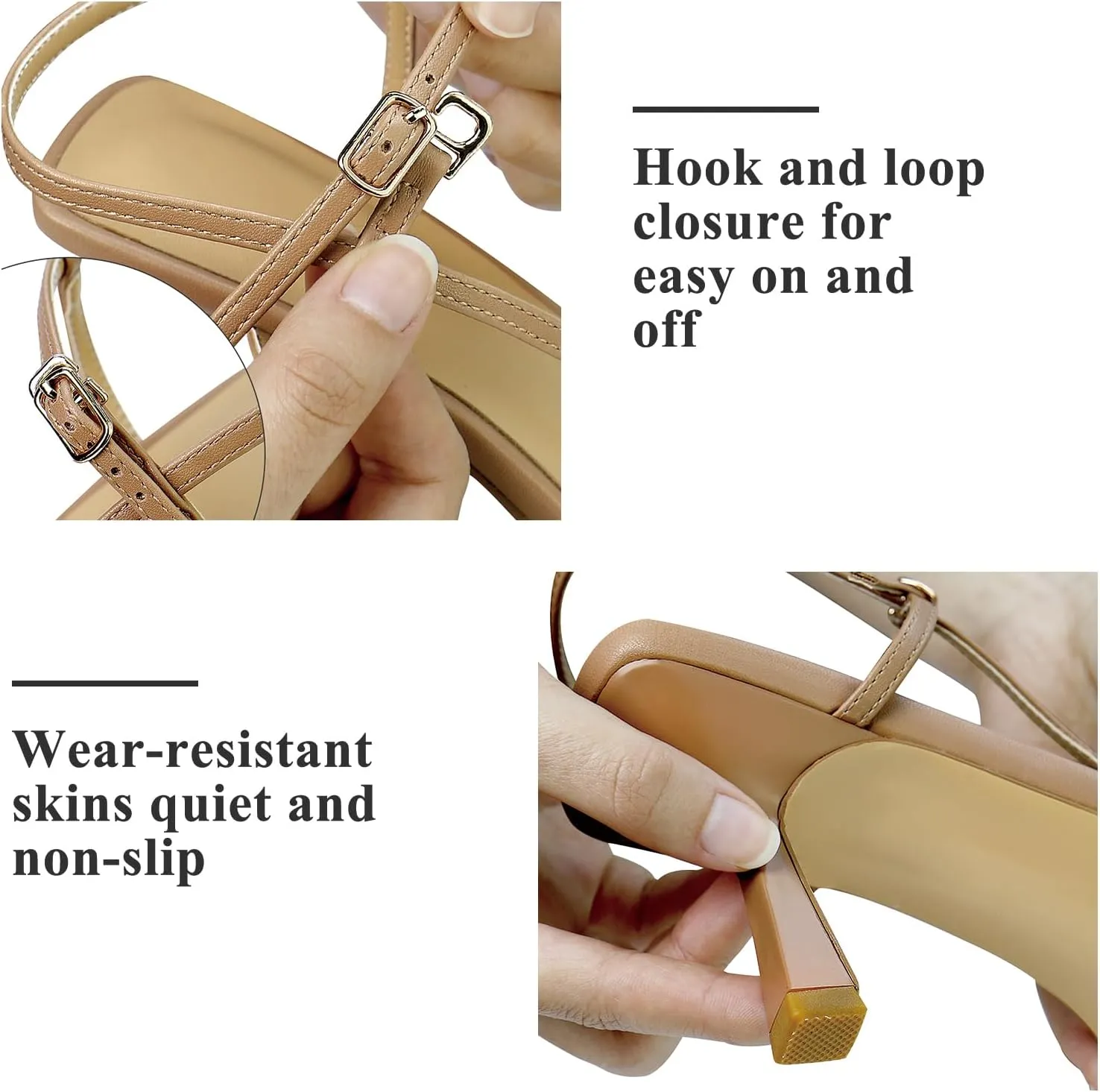 Women’s Sandals Kitten Heels Open Round Toe Thin Ankle Strap Adjustable Buckle Slingback Stiletto Heels Dressy Wedding Shoes