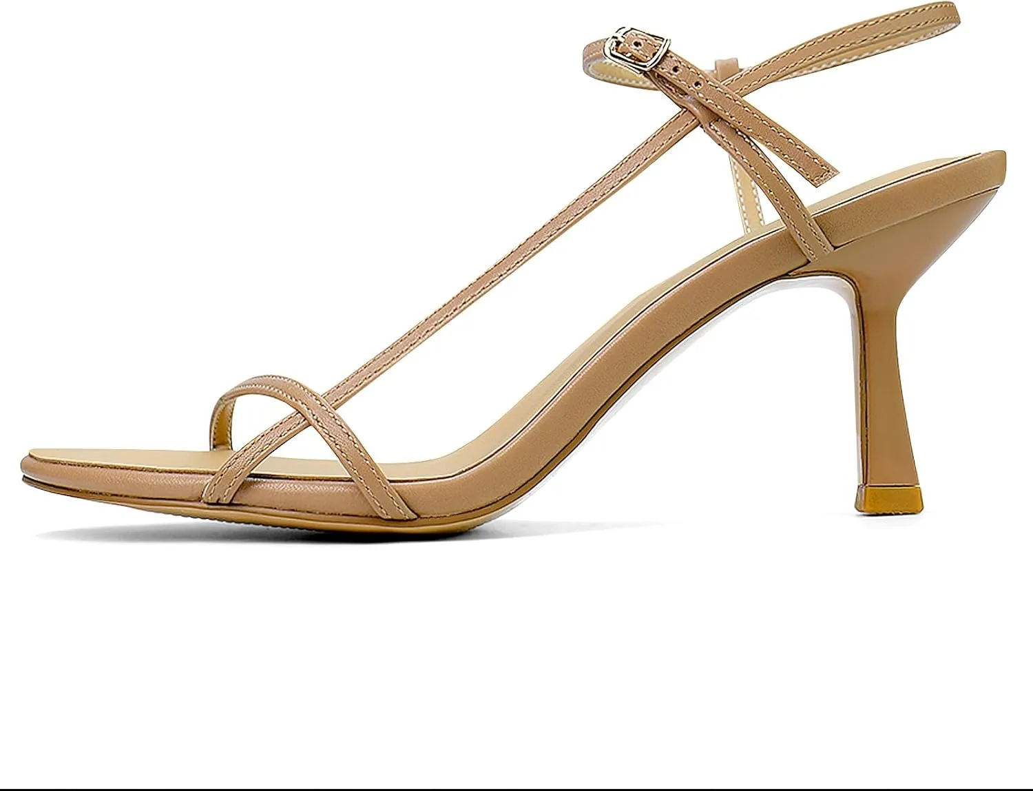 Women’s Sandals Kitten Heels Open Round Toe Thin Ankle Strap Adjustable Buckle Slingback Stiletto Heels Dressy Wedding Shoes