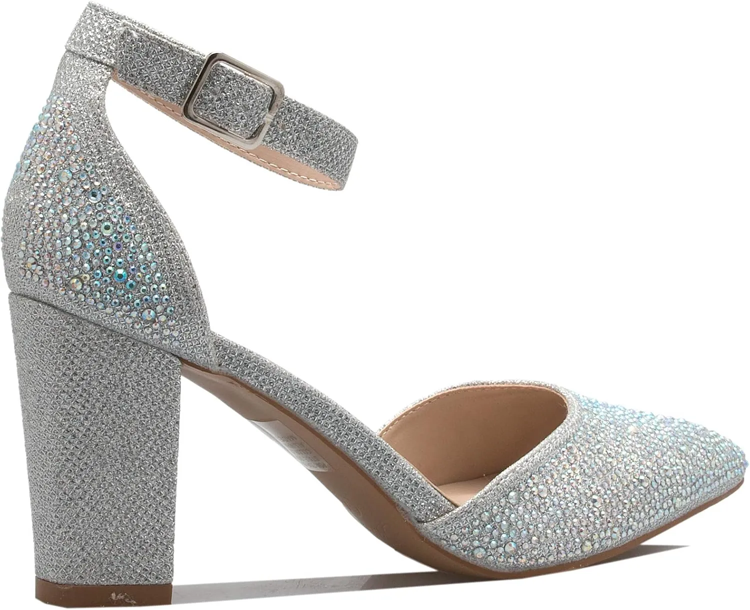 Women's Sexy D'Orsay Ankle Strap Pointed Toe Block Heel Pump - Classic, Comfortable