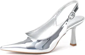 Women's Slingback Pointed Closed Toe Kitten Heels Pumps Shoes