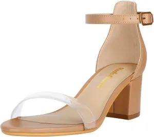 Women's Strappy Chunky Block Low Heeled Sandals 2 Inch Open Toe Ankle Strap High Heel Dress Sandals Daily Work Party Shoes