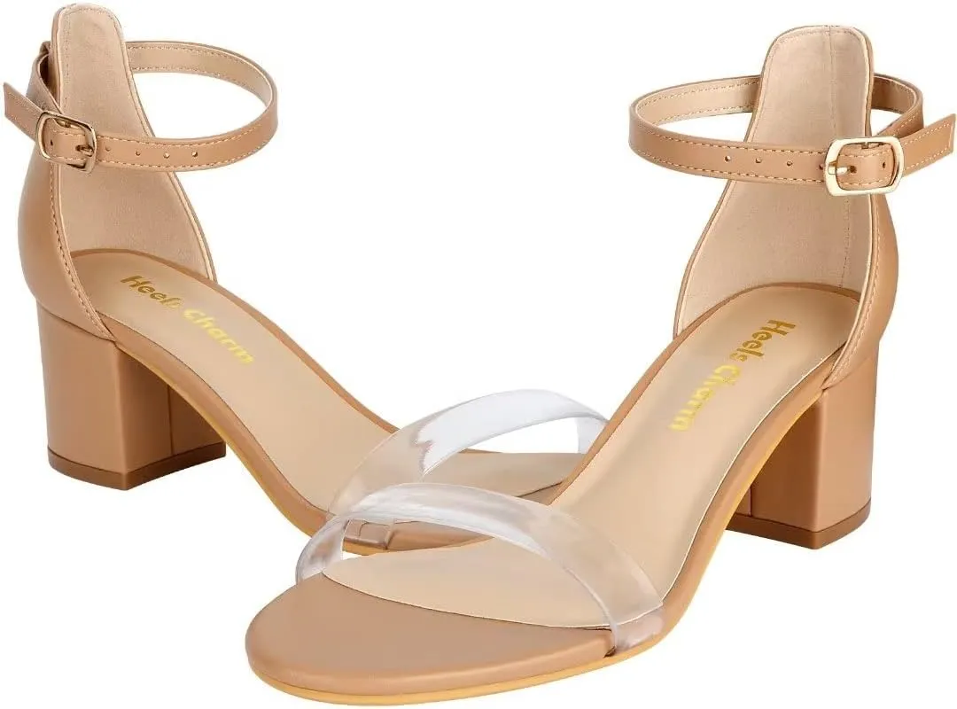 Women's Strappy Chunky Block Low Heeled Sandals 2 Inch Open Toe Ankle Strap High Heel Dress Sandals Daily Work Party Shoes