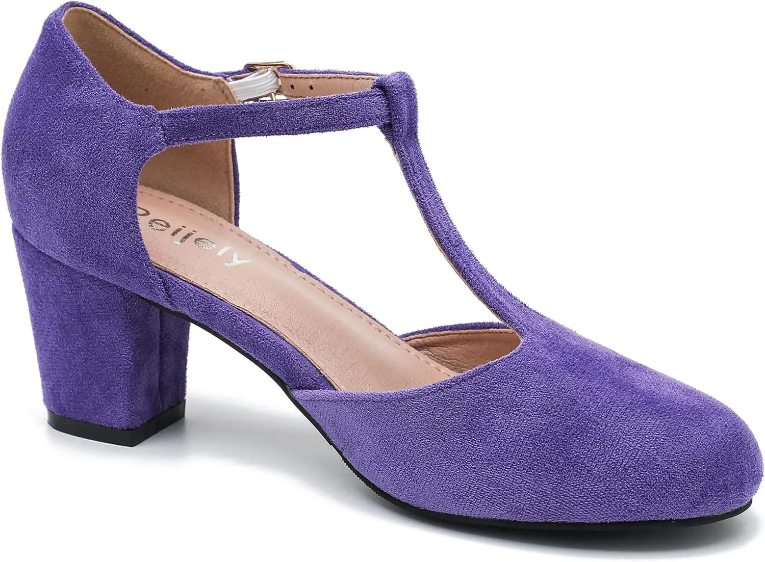 Womens T Strap Mary Jane Shoes Chunky Block Heel Ankle Strap Buckle Dress Pumps