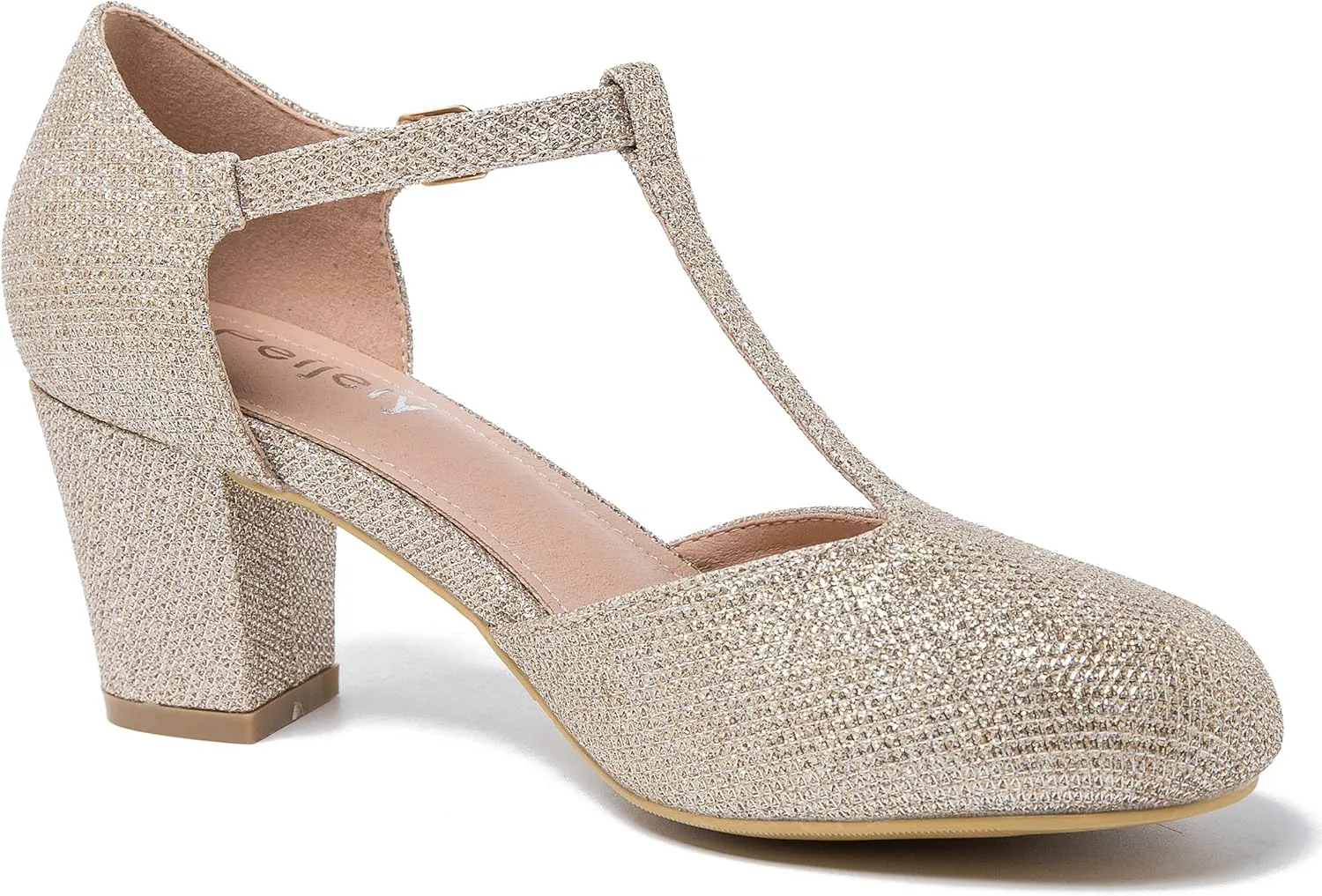 Womens T Strap Mary Jane Shoes Chunky Block Heel Ankle Strap Buckle Dress Pumps