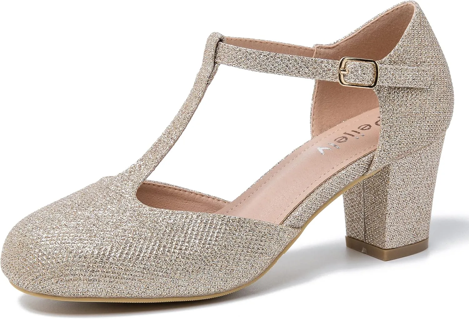 Womens T Strap Mary Jane Shoes Chunky Block Heel Ankle Strap Buckle Dress Pumps
