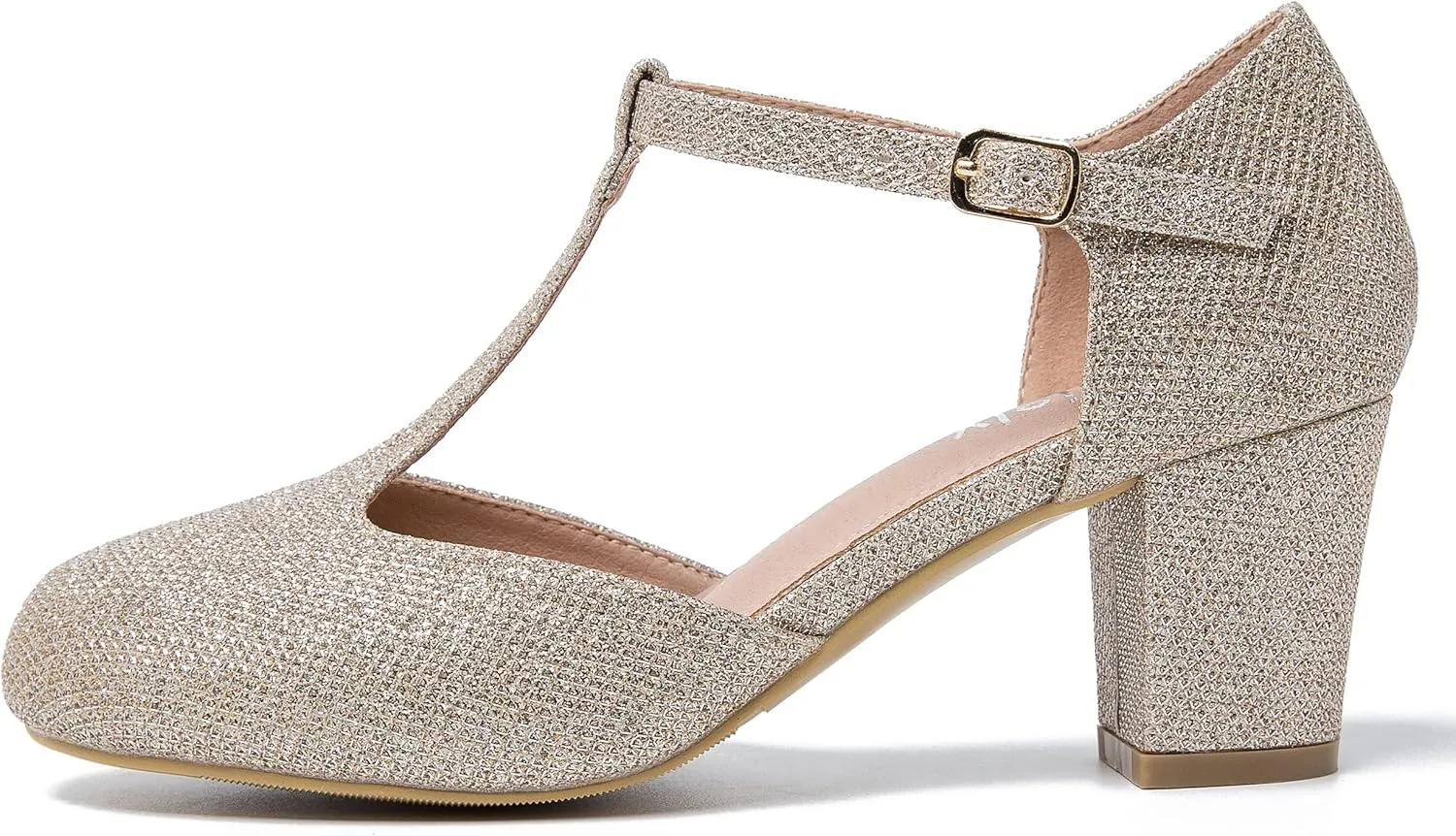 Womens T Strap Mary Jane Shoes Chunky Block Heel Ankle Strap Buckle Dress Pumps