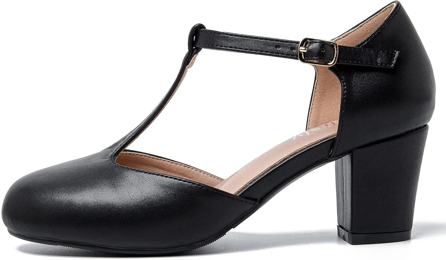 Womens T Strap Mary Jane Shoes Chunky Block Heel Ankle Strap Buckle Dress Pumps