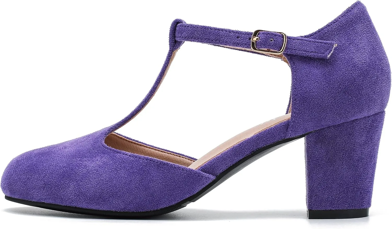Womens T Strap Mary Jane Shoes Chunky Block Heel Ankle Strap Buckle Dress Pumps