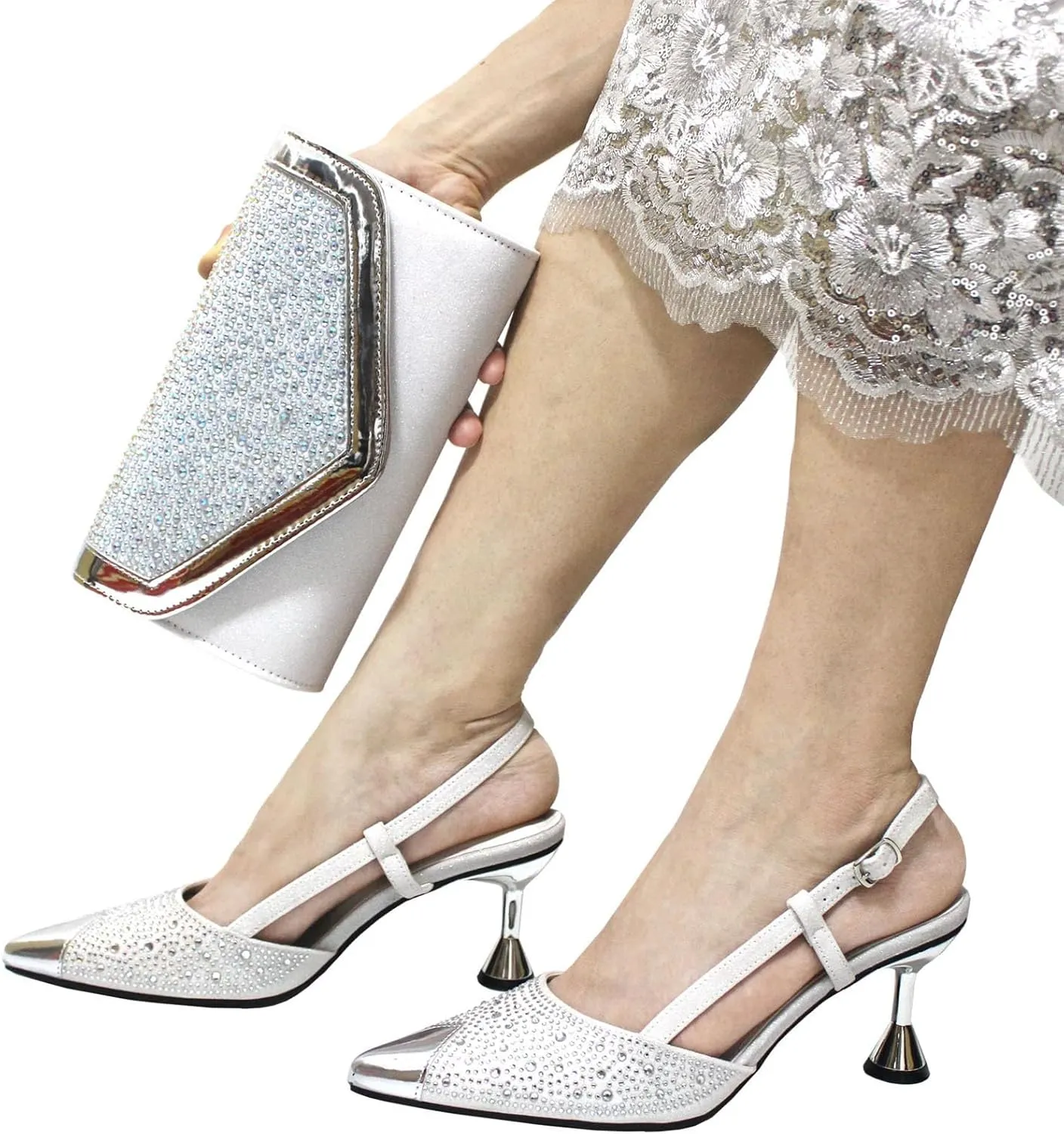 WomensSky Blue 2025 Italian Wedding Shoes Set Bridal Pumps and Matching Evening Bag Sweet Style Party Accessories
