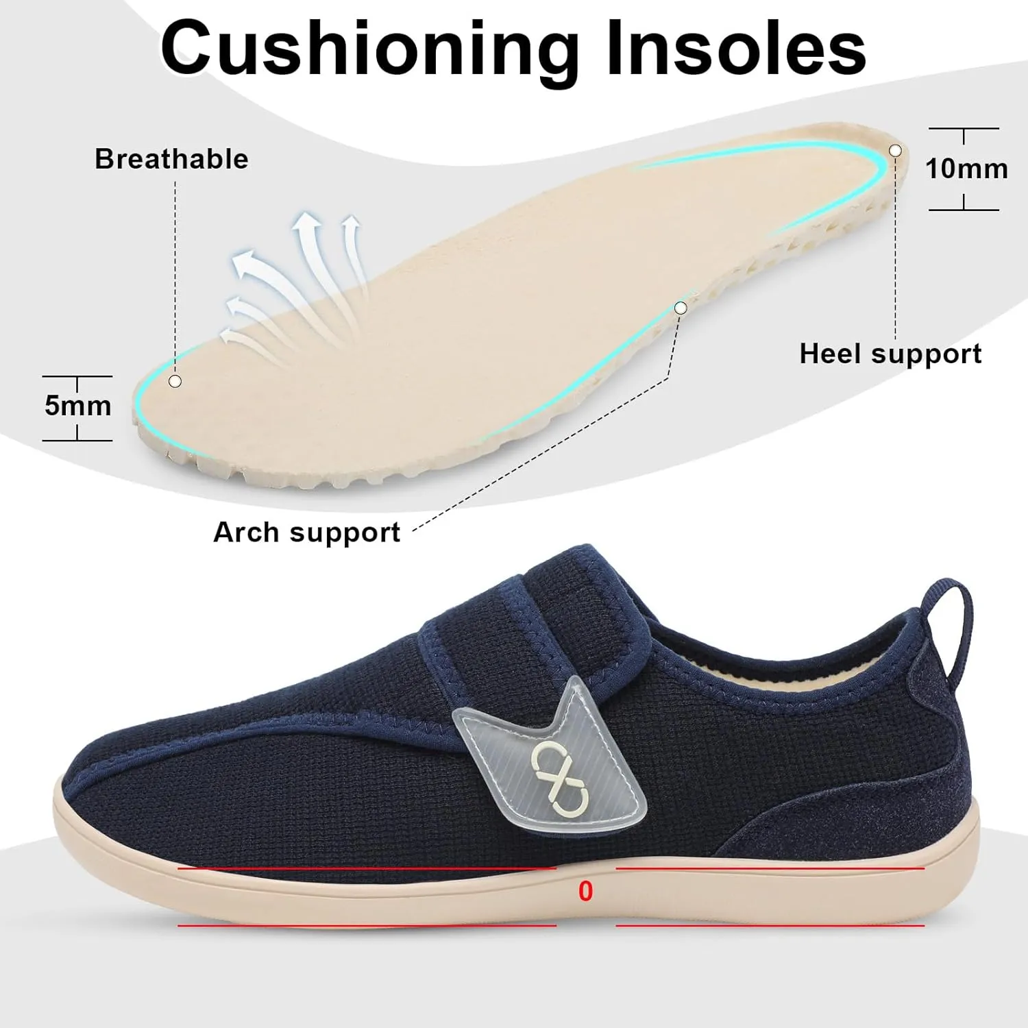 XIHALOOK Womens Slippers Wide Diabetic Shoes with Adjustable Strap for Diabetic Swollen Feet Outdoor Indoor Walking Shoes