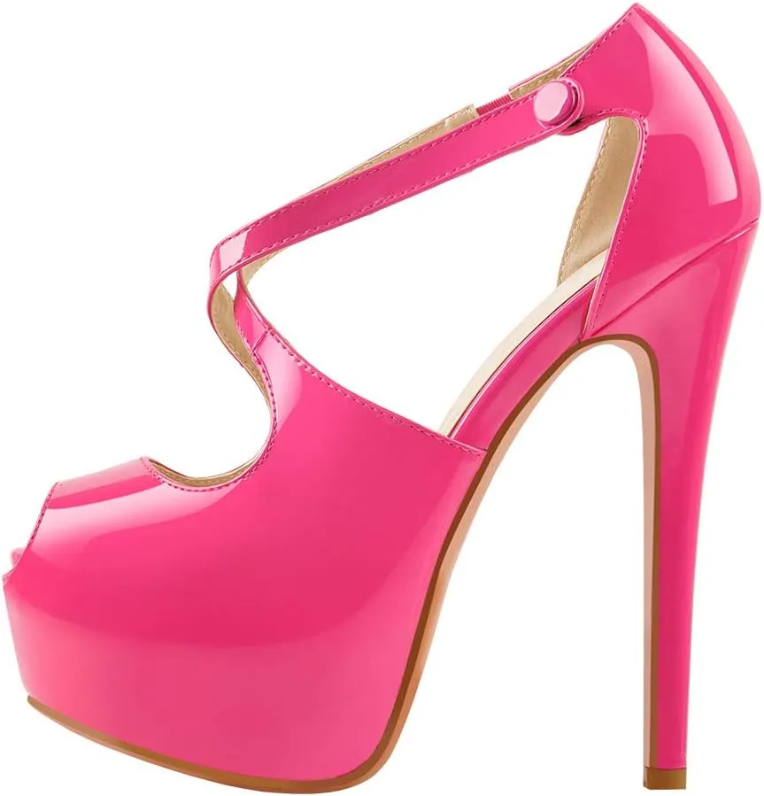 Yolkomo Platform Heels for Women Ankle Strap Stiletto High Heel Sandals