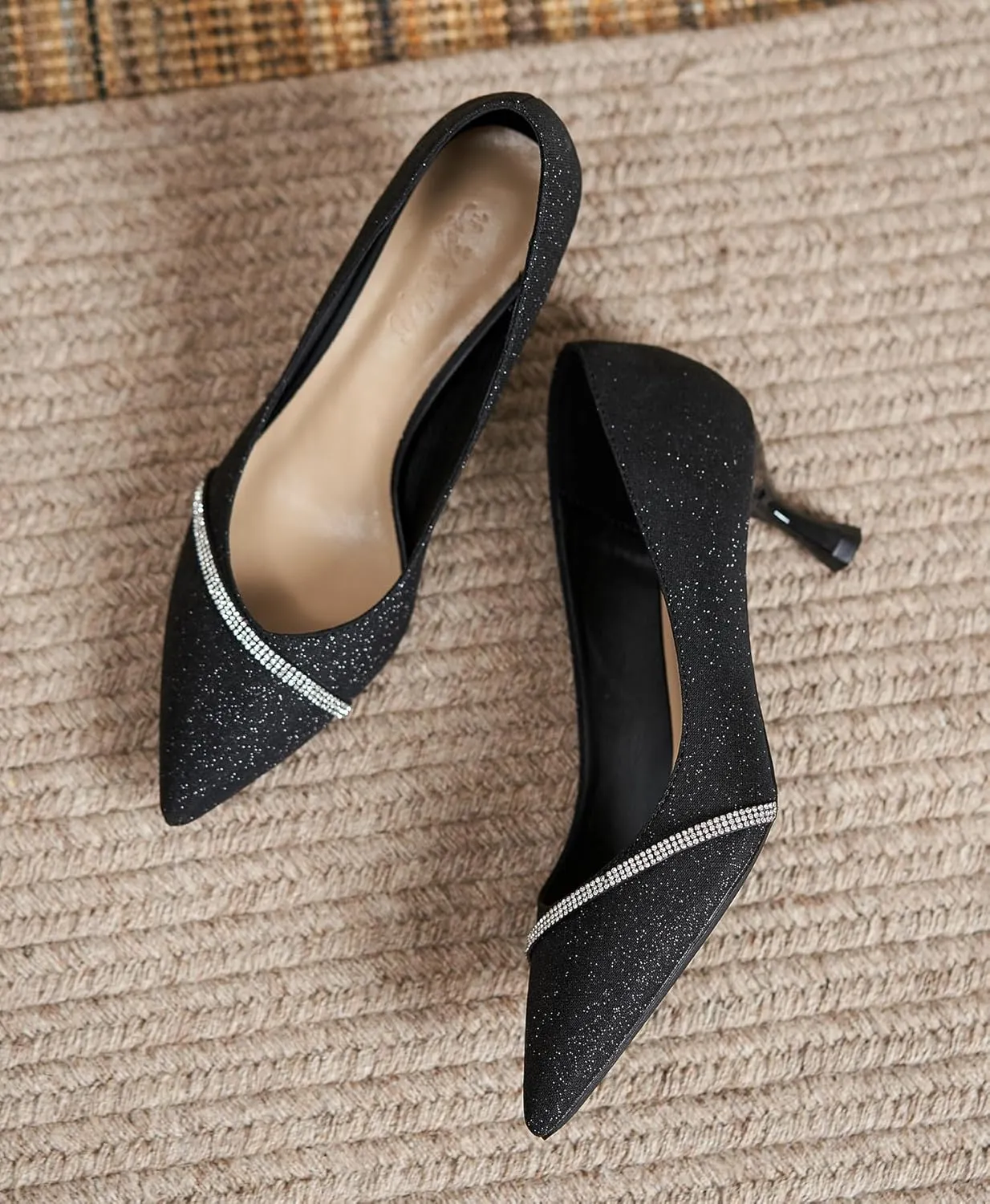 YooPrettyz Women Pointed Toe Wedding Shoes Sparkle Crystal Dancing Dress Party Prom High Heels