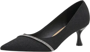 YooPrettyz Women Pointed Toe Wedding Shoes Sparkle Crystal Dancing Dress Party Prom High Heels