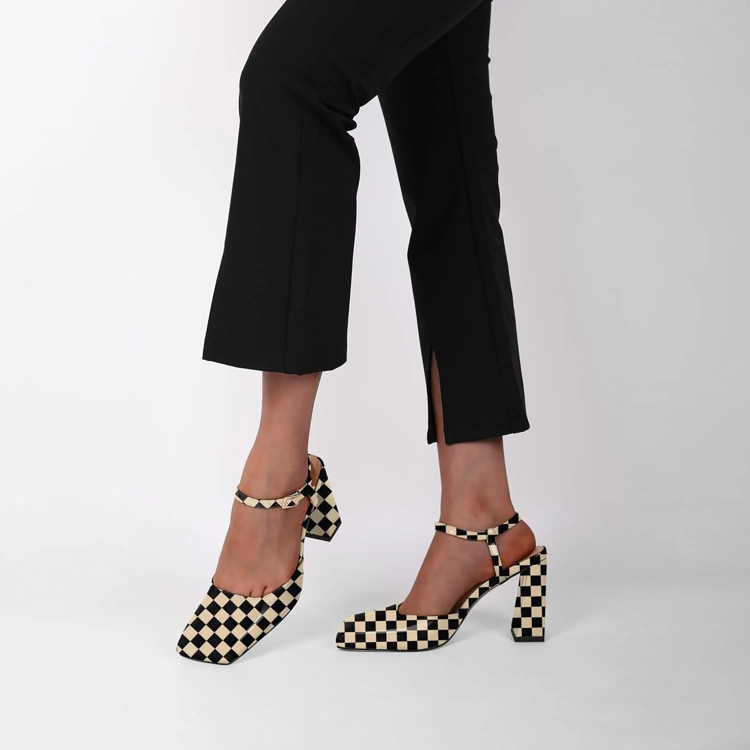 Zamikoo Womens Ankle Strap Square Toe Chunky Heel Pumps Shoes Dressy 3.5 Inches